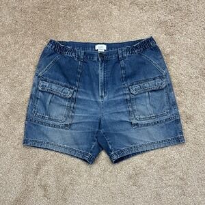 Vintage Y2K Croft & Barrow Faded Denim Cargo Shorts Jorts Size 38 (Fits Size 36)